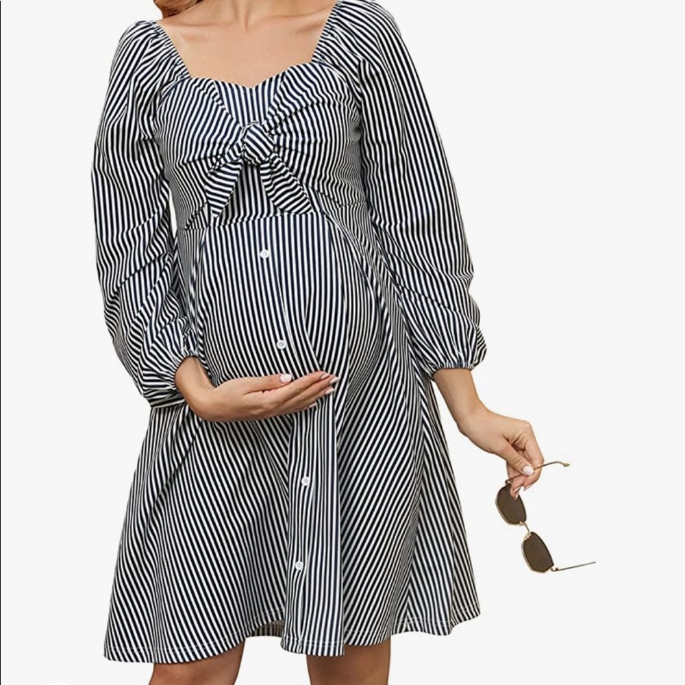 Maacie Women’s Maternity Stripe Knee Length Dress Size Large